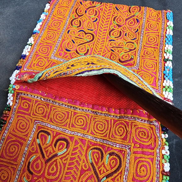 Kuchi Embroidered Pouch Wallet Central Asian Handmade Multi-Color Beads - Picture 6 of 11